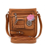 * Bolso Bandolera de Cuero Sintético con Múltiples Bolsillos, Trenzado Frontal y Logo "OH" - Ref. 3826 RO