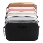Bolso Bandolera "Camera Bag" de Cuero Texturizado con Logo Grabado "GUESS" y Cremalleras Dobles - Ref. 10549 NO