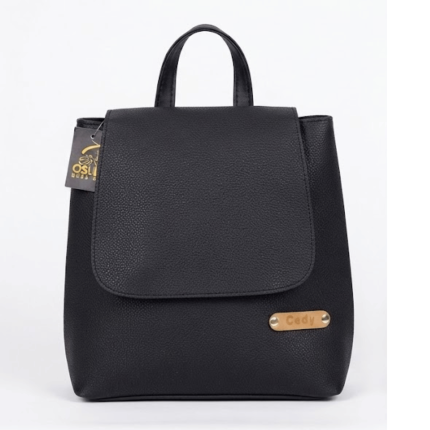 Mini Mochila Convertible de Piel Sintética Negra Texturizada - Ref. 4022 / MH