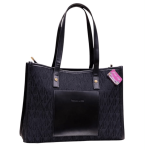 Bolso Tote de Hombro para Mujer con Estampado Monograma y Bolsillo Frontal