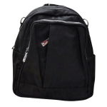 Mochila Bolso Negra Impermeable Multibolsillos con Cremalleras Plateadas y Plegado Frontal