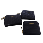 Billetera Monedero Minimalista Negra con Textura Rombos