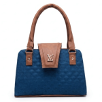 Bolso de Mano Estructurado de Piel Sintética con Textura Acolchada de Rombos y Solapa Frontal con Logo Metálico "LV"